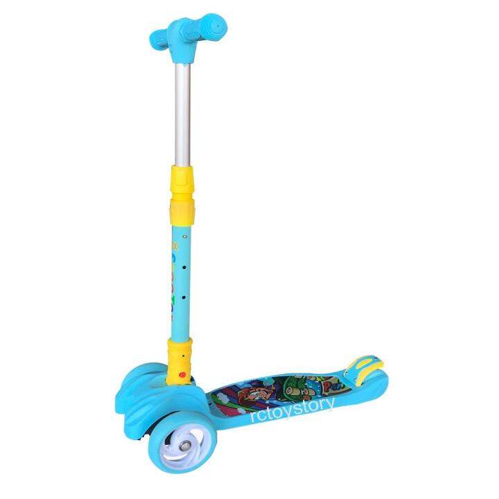 rctoystory-scooter-สกู๊ตเตอร์-4-ล้อ-สกู๊ตเตอร์เด็ก-สกูตเตอร์-คุณภาพดี-ล้อยาง-pu-วิ่งไม่มีเสียงดัง-ล้อมีไฟ-พับได้-รับน้ำหนักได้-70-กก-ของเล่นเด็ก