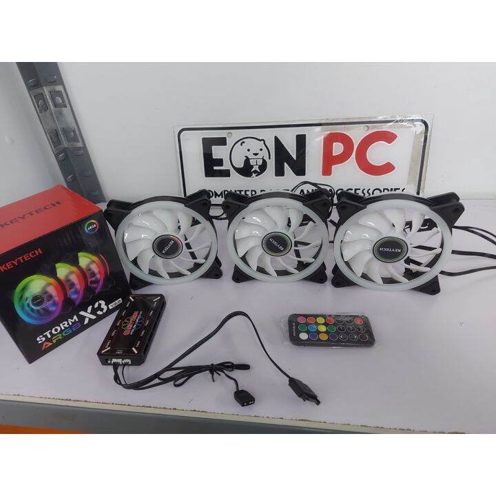 3 in 1 Fan 120mm ARGB Fan Hub/Remote Gaming Fan Keytech Storm Changing