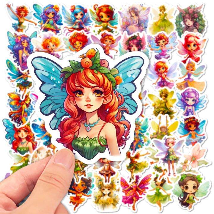 10-50pcs-angel-wing-fairy-girl-stickers-pack-for-kid-cartoon-graffiti-decals-scrapbooking-luggage-laptop-wall-stationery-sticker