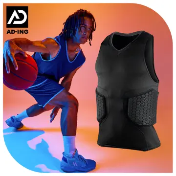 Men's Rib Protector Padded Vest Compression Shirt Training Vest With 3-pad  For Football Soccer Basketball Hockey Protective Gear L