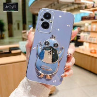AnDyH New Design Phone Case for OPPO Reno 6 4G Reno 6Z RENO7 5G RENO7 Z Luxury 3D Stereo Duck Mobile Phone Holder Phone Case Fashionable and Comfortable Soft Case with