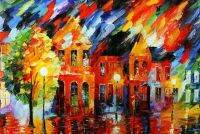 ❍❃✷ บทคัดย่อดู Old Town Rainy Streets Art ฟิล์มพิมพ์ผ้าไหมโปสเตอร์ Home Wall Decor 24x36inch