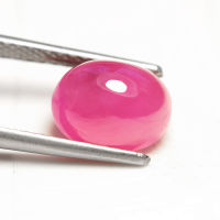 5.95 ct พลอยแดง (ruby Cabochon) สีชมพูอมแดง ทรงไข่หลังเบี้ย