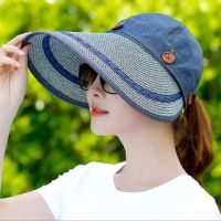 【CC】 Wide Large Brim Floppy Beach Hat  With Cap Hats Anti-uv