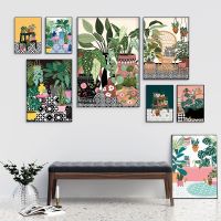 Botanical House Plants Art Print Canvas Painting Relax In The Bath Poster Boho  Wall Picture For Living Room Bathroom Home Decor Wall Décor