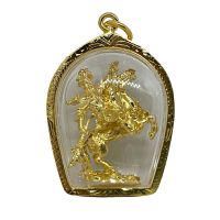 จี้เทพเจ้ากวนอู ปางขี่ม้าพยศ กรอบทองไมครอน Guanyu Pendant Gold Micron Case Home Decor by Boss