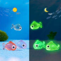 10Pcs Mini Luminous Fish ตกแต่งงานฝีมือเรซิ่น Moss Garden Fairy Dollhouse เครื่องประดับถังปลา Micro Landscape Desktop Decor