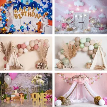 Festive Background Decoration For Baby Birthday Celebration With Gourmet Cake  Smash First Year Concept Stock Photo - Download Image Now - iStock