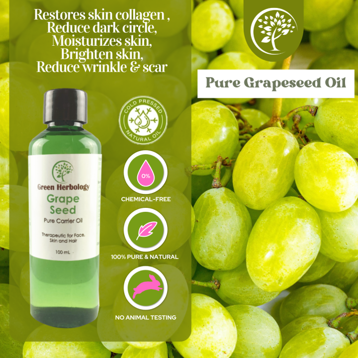 Pure Grapeseed Oil Cold Pressed Natural Carrier Oil 100ml Lazada