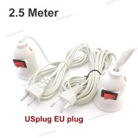 2.5m AC Power Cord Cable E27 LED Lamp bulb Bases EU US Socket wall hanging Holder switch wire extension for Pendant Hanglamp WB5TH