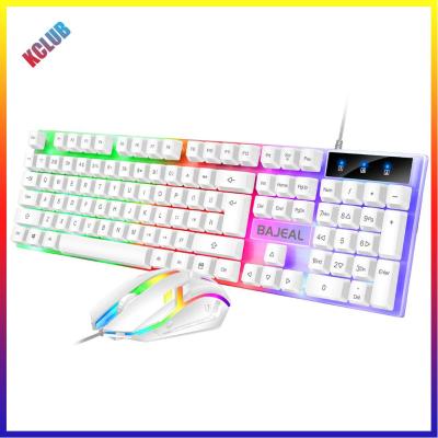 ชุดเมาส์มีแบล็คไลท์สำหรับสำนักงานแบบเมาส์แป้นพิมพ์คอมพิวเตอร์ RGB แป้นพิมพ์คอมโบ USB ชุดเมาส์ปุ่มกดแบบกลไกสำหรับแล็ปท็อปเดสก์ท็อป