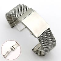 Premium-Grade 4mm Thick Milanese Watch Band Cool Shark Bracelet 316L Retractable Diving Buckle Mesh Stainless Steel Strap 22mm Straps