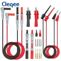 Cleqee P1308b ทดสอบ18ชิ้นชุดนำกับ Probe Multimeter 4มม. สายตะขอทดสอบปลั๊กเข็มเปลี่ยนได้คลิปหนีบผมปากจระเข้