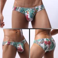 Gay European And American Foreign Trade Low Waist Mens Underwear Printed U Convex Mesh Breathable Cooldry Small Briefs E083