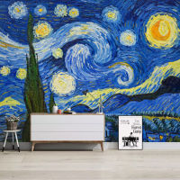 Starry Sky Vincent Van Goghs Oil Painting Large Self-Adhesive Mural Stickers Wallpaper Wall Wallpaper Living Room Bedroom Backdrop Wall