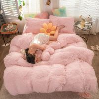 Caldwelllj Nordic Winter Warm Bedding Set Luxury Thicken Mink Fleece Duvet Cover Bed Sheet and Pillowcases Quilt Queen King Size Home