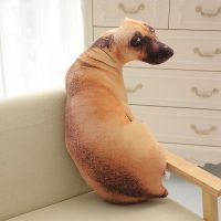 2022 HOT 3D Lifelike Animal Cute Bend Dog Printed Throw Pillow Funny Dog Head Cosplay Children Favorite Toy Cushion for Home Pillows  Bolsters