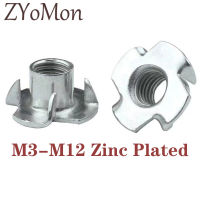 5/10 PCS M3 M4 M5 M6 M8 M10 M12 สังกะสีชุบสี่กรงเล็บ Nut ลำโพง T-nut Blind Pronged ใส่ Tee Nut ฮาร์ดแวร์เฟอร์นิเจอร์-GONGXI