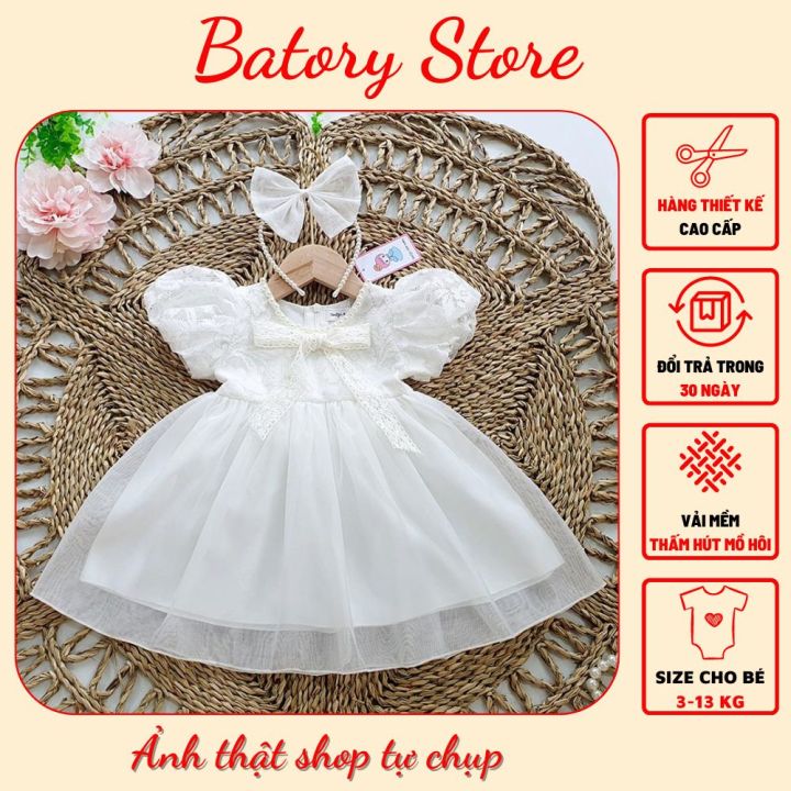 RẺ ĐẸP] Váy đầm công chúa cho bé màu trắng 2 tầng - Hàng thiết kế chất