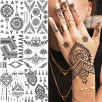 hot【DT】 REJASKI Temporary Tattoos Sticker WOmen Moth Mehndi Fake Tatoo Feather