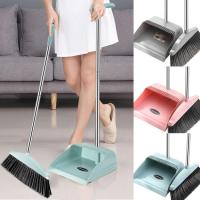 Broom and Dustpan Comb Set Cleaning Supplies Upright Standing Dustpan with Lobby Broom Household Cleaning Supplies for Room and Kitchen charitable