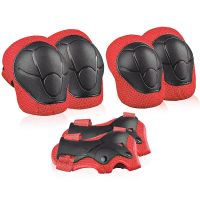 Red 15-35kg 6Pcs Protective Gears Set For Kids Children Knee Pad Elbow Pads Wrist Guards Child Safety Protector Kit For Cycling Bike Skating