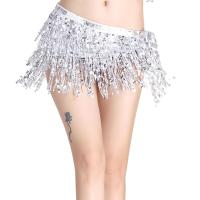 LazaraLife แฟชั่น Belly Dance สายคาดเอวกระโปรงสะโพกผ้าพันคอ Sequins พู่สีแดง