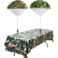 【LZ】✉✻㍿  Camuflagem Fontes Do Partido para Crianças Toalha De Mesa De Plástico Paraquedas Aniversário Militar Brinquedo para Menino e Menina Chuveiro De Bebê