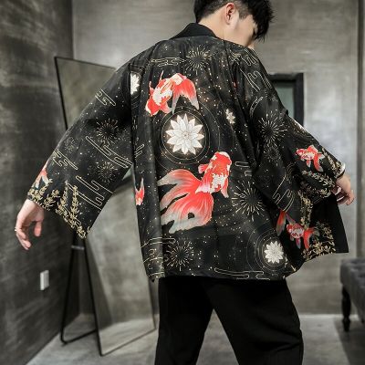 ฮาราจูกุชายผู้ชายเสื้อเชิ้ตเสื้อคาร์ดิแกน Kimono 2019ผู้ชายญี่ปุ่น Streetwear ชุดฮิปฮอปฤดูร้อนชายวินเทจ Desginer เสื้อผ้าชุดกิโมโน KK3283