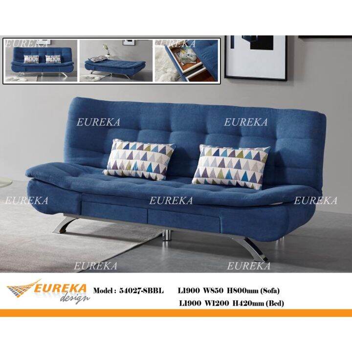 EUREKA 6.5ft Sofa Bed 3 Seater Foldable Fabric Wood Steel (Deliver