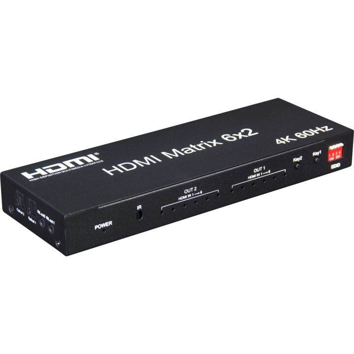 6x2-hdmi-2-0-matrix-switch-4k-60hz-6-in-2-out-4x2ตัวแยก-hdmi-เมทริกซ์-hdmi-matrix-พร้อมเครื่องแยกสัญญาณเสียง-edid-สำหรับจอทีวีแล็ปท็อป-pc