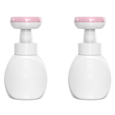 2X Flower Liquid Soap Dispenser Stamp Hand Soap Pump Bottle Floral Foam Bubbler Handsoup Plastic Bathroom Trip Pink