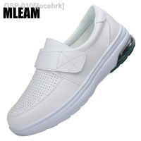 ¥♘Ocehrk Mocassins Casais De Couro Impermeável พารามัลเฮอร์ Almofada Sola Macia Sapatos Enfermeira Branca Feminos Feminos Fidermeira Mágica Antiderrapante Casual