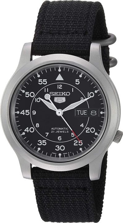 seiko-mens-snk809-seiko-5-automatic-stainless-steel-watch-with-black-canvas-strap