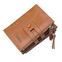 Baellerry Mens Wallet Leather Double Zipper Card Holder Brand Mens Short Bag Change Bag Retro
