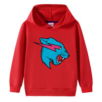 Mr Beast Lightning Cat Hoodie สำหรับวัยรุ่นเด็กผู้หญิงฤดูใบไม้ผลิและฤดูใบไม้ร่วงเสื้อผ้าเด็ก Hoody การ์ตูนผ้าฝ้าย Lesure เด็กวัยหัดเดินแขนยาว