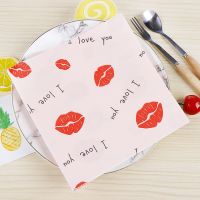 Sexy Lip Print Napkins For Decoupage I Love You Decoupage For Wedding Birthday Party Decorations Kids Supplies 20Pcs/lot 3 Layer