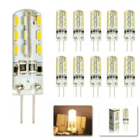 AC220V DC12V G4 10ชิ้น/ล็อต2W หลอดไฟ LED 24Leds SMD 3014โคมไฟ Led ข้าวโพดสำหรับสีขาวเย็นอบอุ่นหลอดไฟสปอตไลท์โคมไฟคริสตัล LED