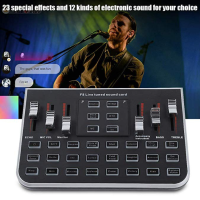 F8 4 Modes Studio Audio Mixer Microphone Webcast Streamer Live Sound Card ซาว์นการ์ดแปลงสัญญาณเสียง