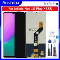 Ansimba หน้าจอเดิมสำหรับ Infinix Hot 10 Play/X688C เครื่องดิจิไทเซอร์จอแสดงผล LCD แบบสัมผัสหน้าจอ X688B แทนการประกอบสำหรับ Infinix Hot 10 Play X688C X688B พร้อมกรอบกลางสำหรับ Infinix Hot 10 Play X688B X688C