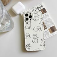 Simple Line Rabbit Funny Phone Case For Iphone 13Pro XR X XS XSMAX 7 8 Plus 11 12 13 14 Pro Max 12mini 11Pro Cover Cute Fundas