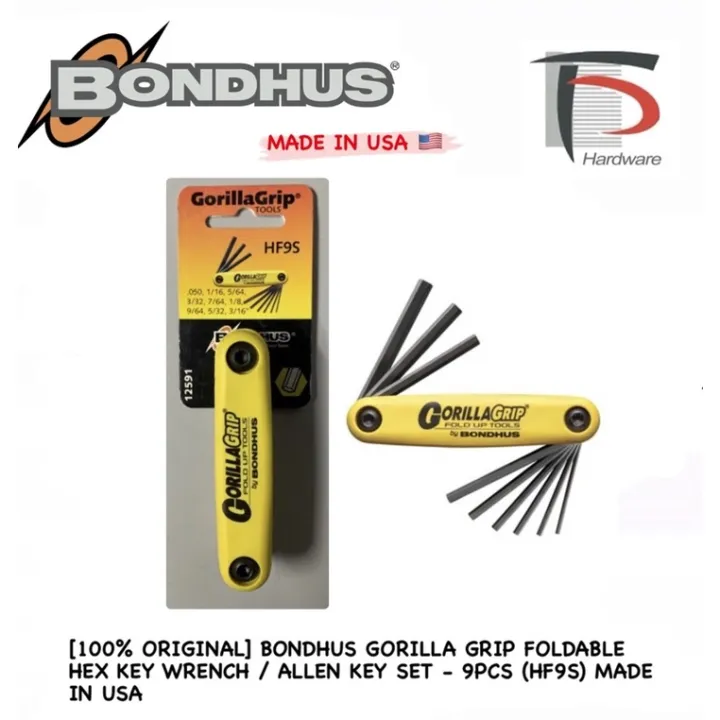 [100 ORIGINAL] BONDHUS GORILLA GRIP FOLDABLE HEX KEY WRENCH / ALLEN