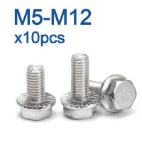 10pcs/lot A2-70 Stainless Steel Hexagon Head with Serrated Flange Cap Screw Hex Washer Head BoltM5 M6 M8 M10 M12 Fasteners