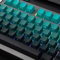 134 Key Backlit RGB Gradient Cyan PBT Keycaps OEM Profile Double-Shot Key Cap For 60% 61/87/104 Mechanical Gamer Keyboard