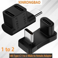 Adaptor USB C 90 derajat 3.2 Tipe C 10Gbps 1 hingga 2 Extender sudut kanan PD 100W adaptor pengisian cepat untuk Steam Deck Laptop Tablet