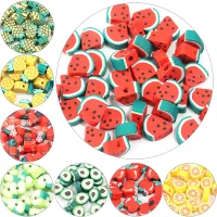 【CW】✔☾✹  50Pcs/Lot Fruit Polymer Clay Flat Loose Beads Watermelon Pattern Jewelry Making