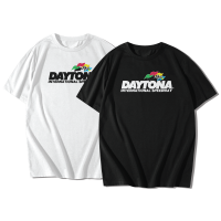 "Daytona" T-shirt round neck short sleeve T-shirt cotton 100% _ Black White