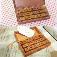 30pcs Retro Alphabet Letter Uppercase Lowercase Wooden Rubber Stamp Set Craft Stamps for Scrapbooking