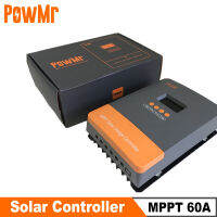 ตัวควบคุมที่ชาร์จแสงอาทิตย์ไฟ PowMr MPPT 60A 12V 24V 36V 48V ตัวควบคุมแสงไฟสีดำ160VDC อินพุตพีวีสูงสุดรองรับ M60-PRO หน้าจอ0ชั้น