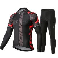 Merida Cycling Jersey Long Pants Bicycle Clothes for Men Long Sleeve Black Red Black Gray